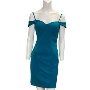 Dave and Johnny Off Shoulder Open Back Mini Skirt Jade Size 6 NWT